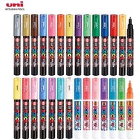 1pcs Uni POSCA Marker Pen Full Colors PC-1M 3M 5M Acrylic Marker Paint plumone On Metal Glass Plastic Ceramic Rock Tire CD Paper