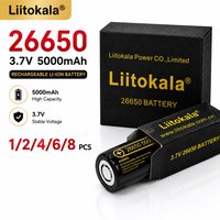 100 % echte Kapazität, 3,7 V, 26650, 5000 mAh, LiitoKala Li-Ionen-Akku, 20 A Entladung für starke Taschenlampen-Power-Batterien
