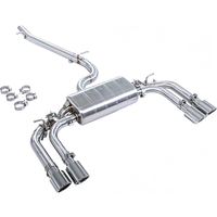 Specifically for 2013-2020 VW Golf 7R MK7 MK7.5 Brushed Polished Catback Exhaust System with Factory Valve Compatible Quad Tips