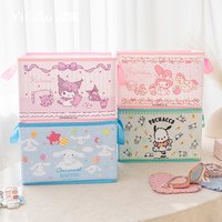 Kawaii Sanrio Kuromi Storage Basket, Foldable Cosmetic Organizer, Multifunctional Desktop Sundries Case for Dressing Table