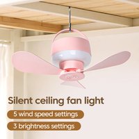 Remote Controlled Rechargeable Light-up Desk Fan Type-C Ports Charging 5-speed Wind Speed Adjustment 1900rpm Silent Electric Fan