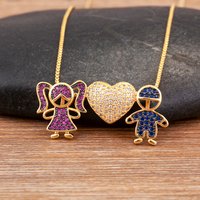 Nidin New Trendy Love Heart Shape Girl Boy Shine Zircon Pendant Necklace For Women Female Chain Choker Jewelry Mother's Day Gift