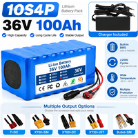 36V 100Ah Lithium-Ionen-Akku 10S4P 3600Wh Hochleistungs-Akku mit intelligentem BMS-Ladegerät für Elektrofahrräder, E-Bikes, Roller und Solarenergiespeicher