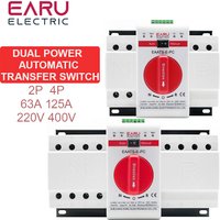 2P 4P 63A 125A ATS PV Dual Power Automatic Transfer Switch AC230V 400V 50 60Hz Type MCB Auto Manual Sal Switches Circuit Breaker