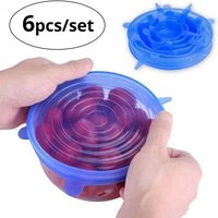 6pcs Reusable Silicone Stretch Lids For Food Bowls - Multifunctional Fruit And Vegetable Fresh-Keeping Cover