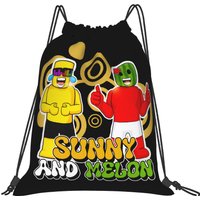 Sunny and Melon Drawstring Bag Large Minimalist Backpack School Gym Sackpack String Bags For Students