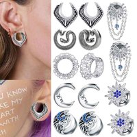 Ear Gauges 316L Stainless Steel Ear Tunnels Plugs Piercing Jewelry Brass Ear Stretchers Expander Plugs and Tunnels Silicone