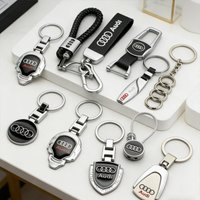 For Audi Sline A3 A1 A4 B8 B7 A6 C7 A5 A7 A8 B9 B6 C6 Q2 Q3 Q5 Q7 Q8 TT 3D Metal Car Keychain Leather Emblem Key Ring Accessorie
