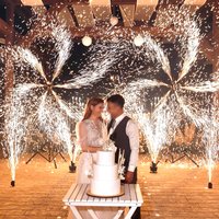 Light Effect Cold Flame Machine Double Wheel Rotary Wedding Decor Mariage Party Baby Shower Decoration Anniversaire Bride Pyro
