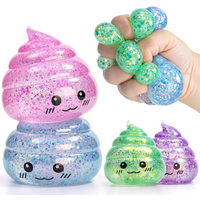 Novelty Cute Poo Glitter Squishy Toy Slow Rising Soft Moldable Squeeze Fidget Toy Stress Relief Anxiety Relief Adult Funny Gift
