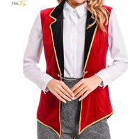 Women /Men Red Velvet Jacket Circus Ringmaster Costume Showman Ringleader Lion Trainer Tailcoat Halloween Cosplay Fancy Dress Up