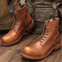 YETTIES British Retro Work Boots for Men, Goodyear Welted High Top Leather Ankle Boots, Premium Genuine Leather Casual Shoes