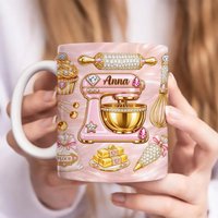 Bakery Name Customizable Ceramic Mugs - Cute Pastry Themed Coffee Cups with Personalized Logo for Patisseries