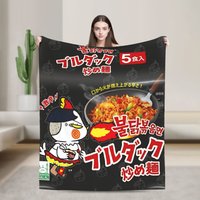 Spicy Chicken Noodles Buldak Hot Chicken Flavor Ramen Blankets Decorative Flannel Throw Blanket For Living Room Warm Bedspread