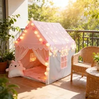 Großes rosa Prinzessinnen-Partyschloss, tragbares Kinderzelt, faltbar, Tipi-Babyspielhaus, Kinderzimmer-Dekoration für Mädchen, zum Spielen im Innenbe