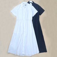 Elegant Short Sleeve Shirt Dress Women's A-Line Midi Dress Gathered Waist Turn-down Collar Casual Single-piece Summer New