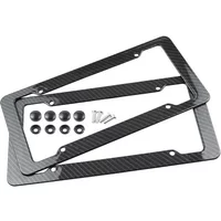 1-2Pcs Carbon Fiber License Plate Frame-Black Plastic Front & Rear Car Tag Holder Cover With Mount Hardware,Screws