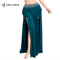 Belly Dance Skirt Soft Crystal Cotton Double Side Split Outfit Sexy Oriental Dancer Practice Clothes Red Female Dance Suit Stage