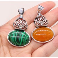 1pc 28x40mm Natural Opal Topaz Amethyst Tiger Eye Stone Pendant Fashion Alloy Gourd Shape Charms for Jewelry Making DIY Necklace