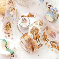 1Roll Girl With Flowers Series Scrapbooking Stickers Collage Journal Tapes Diary DIY Supplies Stationery