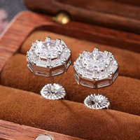 Huitan Hexagonal Stud Earrings Sparkling Ear Stud for Women Dazzling Crystal CZ Luxury Trendy Geometric Earrings New Jewelry