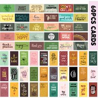 60pcs Uplifting Motivational Quote Cards English Inspirational Thank You Cards for Him Her Positive Affirmations Mini Gift Card