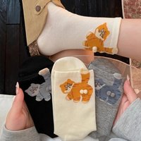 Cat Printed Three Dimensional Mid Tube Socks Sweat Absorbing Breathable Soft Casual Couples Socks for Men Women