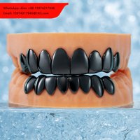 Black Gold Solid Grillz For Men Women 10K 14K 18K Gold 925 Sterling Silver Top 10 Bottom 10 Hip-hop Fashion Teeth Accessories