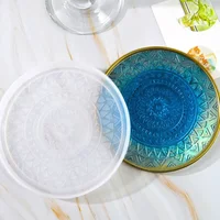 1pc-DIY crystal epoxy mold homemade coaster round tray exquisite mirror plate casting silicone mold handmade