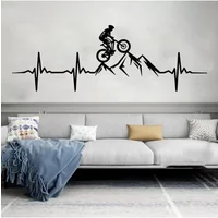 AliExpress NONE Mountain Bike Heartbeat Wall Decal Living Room Bedroom Art Mural Man Mountain Biker Downhill Bicycle Wall Sticker Playroom B4960