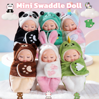 4 Inch Swaddle Baby Doll,6 Styles Panda Rabbit Bear Frog Dinosaur Unicorn Plush Finger Puppet Soft Educational Birthday Gift