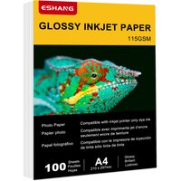 ESHANG A4 115G Self-Adhesive Inkjet Photo Paper High Glossy Sticker Paper for Inkjet Printer 8.3 X 11.7 Inch 100 Sheets 30Ib