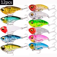 12pcs Metal VIB 5 7 10 12 14g Fishing Lure Vibration Spoon Spinner Crankbait Bass Artificial Hard Bait Cicada Fishing Tackle