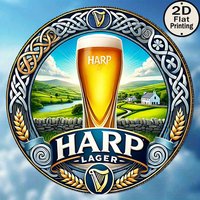 1 vintage round metal sign, harp lager beer theme, suitable for home and office decoration