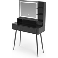 31.5" Makeup Vanity Desk with LED Mirror and Lights, Dressing Table Featuring 2 Drawers, 3 Color Lighting for Bedroom Organizati