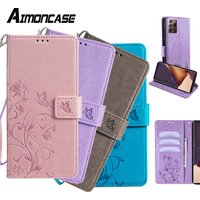 Embossed PU Leather Wallet Case for Samsung Galaxy Note 20 Ultra Note 10 S10 S9 S8 Plus S10 Lite Protect Cover With Strap Fundas