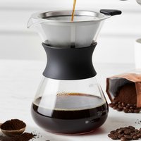 Leeseph Glass Pour Over Coffee Maker with Reusable Stainless Steel Drip Filter, Marks, Suitable for Kitchen, Dining Table