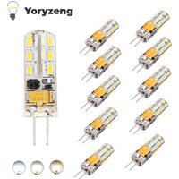 Yoryzeng 10Pcs Mini LED G4 Light Bulbs 2W 12V 220V 24LEDs 3014 SMD Silicone Replace 20W Halogen Lamp Chandelier Spotlight Decor