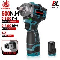 ONEVAN 500N.M Brushless Electric Impact Wrench 1/2inch Cordless Handheld Screwdriver Drill Wrench Tool With Lithium-Ion Battery