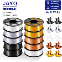 JAYO 10Rolls SILK PLA+ 3D Filament 1.75mm SILK PLA Rainbow Filament for FDM 3D Printer SILK Dual & Triple 3D Printing Materials