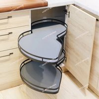 180° Rotatable Cabinet Corner Lazy Susan Buffer Turntable Full Pull Out Kitchen Corner Storage Non Slip Mat