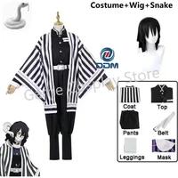 Anime Demon Slayer Kimetsu No Yaiba Iguro Obanai Haori Kimono Cosplay Costume Wig Snake Props For Halloween Carnival Party