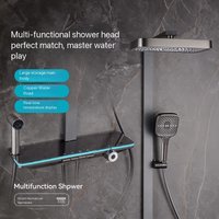 Gray Piano Button Ambient Light Bathroom Shower Full Set Digital Display Shower System Sets Rain Faucets Shower Head