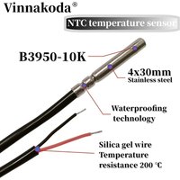 NTC 10K 4x30mm Double track roller waterproof temperature probe Silicone wire Temperature resistance 200 degrees B3950 1% 25CM