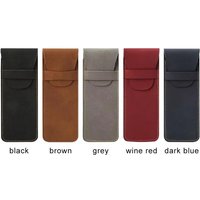 PU Leather Pen Holder Flip Pouch for Fountain Ballpoint Pencil Protective Sleeve Cover for Office College Handmade Case