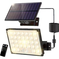 127 LED Warm White Solar Outdoor Flood Lights, IP65 Waterproof, 3 Lighting Modes, Separate Solar Panel with Motion Sensor