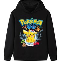 Pokemon Pikachu Fun Printed Hoodie, Kids Fall Winter Warm Soft Long Sleeve Top, Unisex Casual Sweatshirt