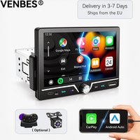 VENBES Autoradio Carplay Android Auto 7 Zoll 1 Din Bluetooth Mirrorlink Rückfahrkamera Touchscreen