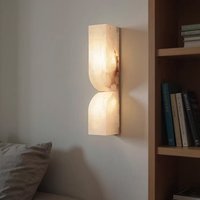 Minimalist Luxury Copper Natural Marble Wall Lamp Living Room Corridor Loft Stair Home Decor Wall Light Bedroom Bedside Lamp