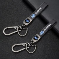 Car Leather Key Chain Metal Emblem Keyring for Subaru Impreza Legacy WRX STI BRZ Forester XV Outback Crosstrek Levorg